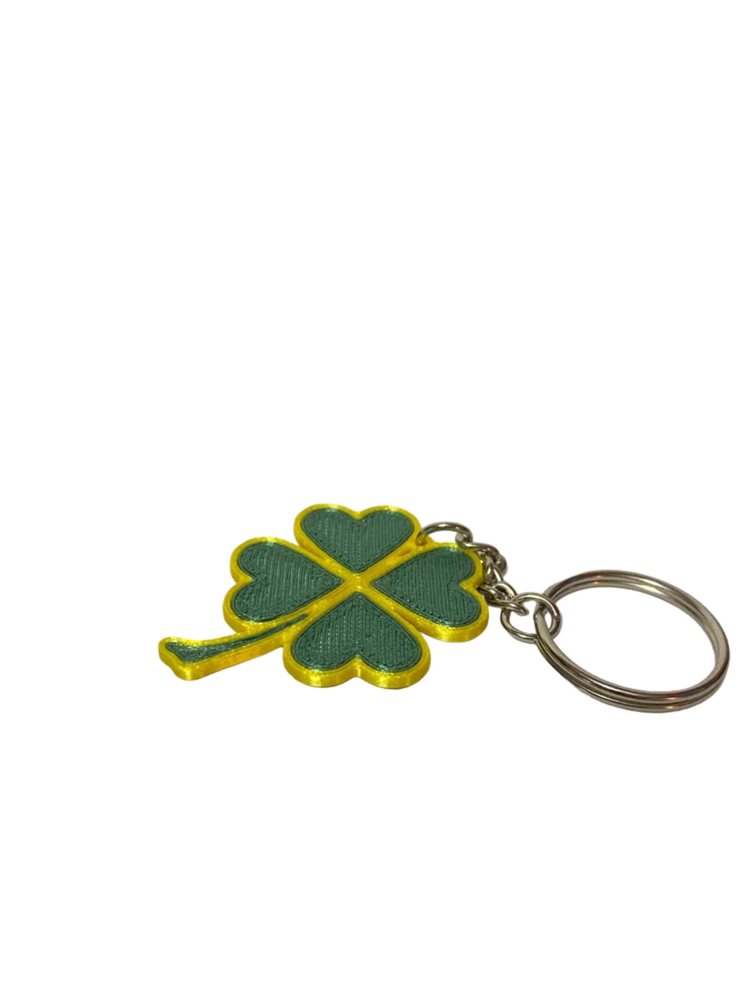 Four-leaf clover keychain on a white background